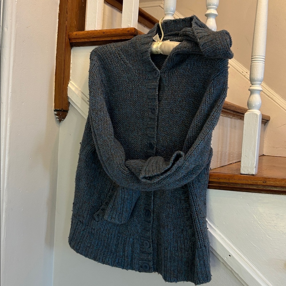 Eileen Fisher Blue and Gray Knit mixed Italian wool/cashmere Sweater